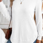 Top Blanco Acanalado Cuello Redondo