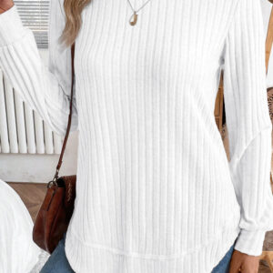 Top Blanco Acanalado Cuello Redondo