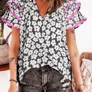 Blusa Negro Con Volados