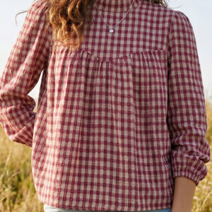 Blusa Coral Con Recorte Manga Larga Suelta