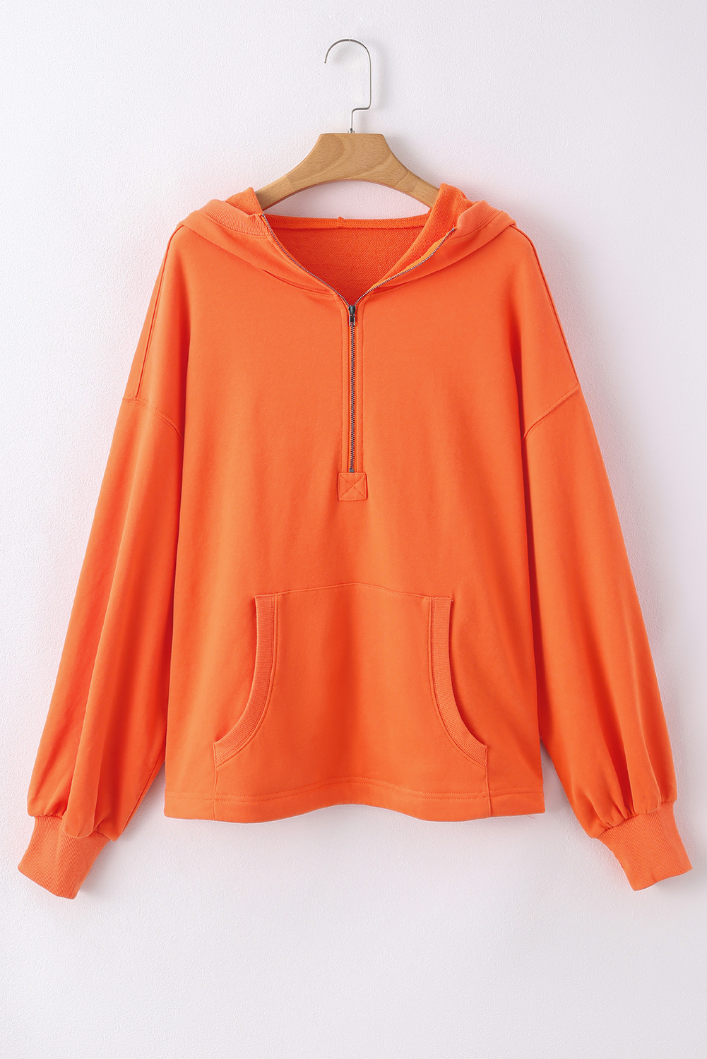 Hoodie Naranja Bolsillo Canguro Oversize Con Cierre - Image 5
