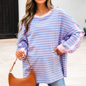 Top Azul Celeste a Rayas Oversize