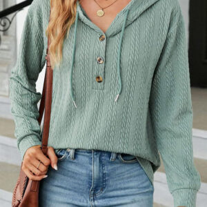 Hoodie Menta Con Botones