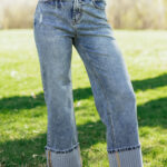 Jean Ashleigh Azul Con Puño Recto Suelto