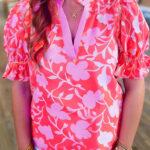 Blusa Rojo Con Volados Manga Corta Escote V