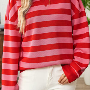 Top Rojo a Rayas Cuello Redondo