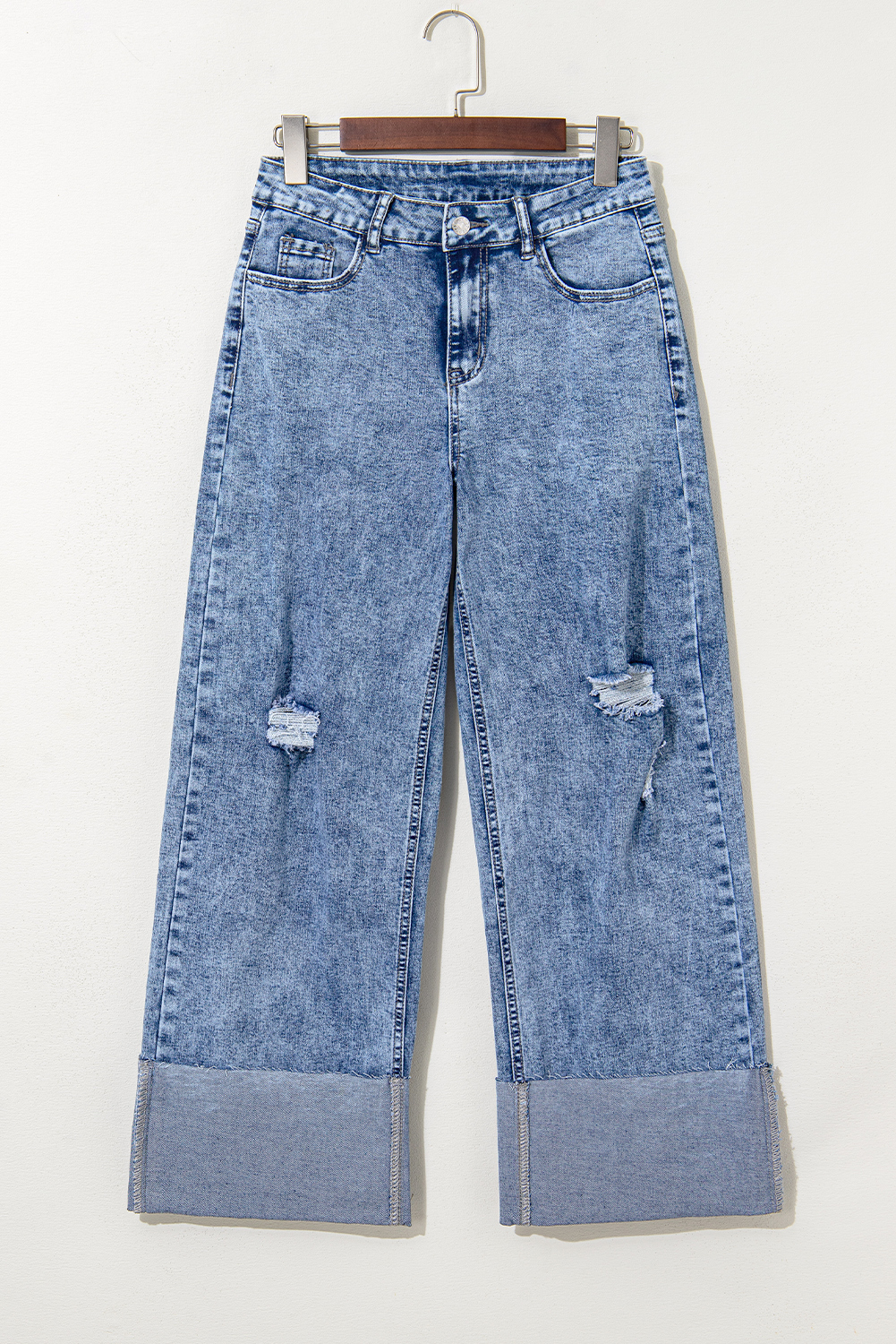 Jean Ashleigh Azul Mineral Lavado Puño Desgastado Pierna - Image 6