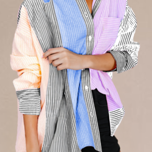 Camisa Rosa a Rayas Combinado Oversize