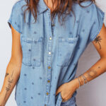 Camisa Celeste Estilo Jean Manga Corta