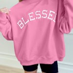 Buzo Rosa Brillante Bordado Oversize Cuello Alto