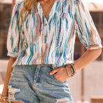 Blusa Blanco Con Botones Manga Abullonada