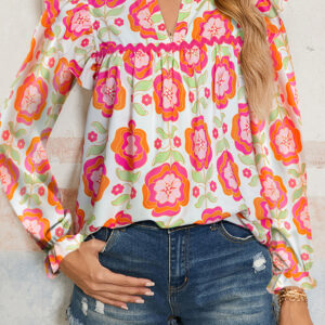 Blusa Rosa Con Volados Manga Larga