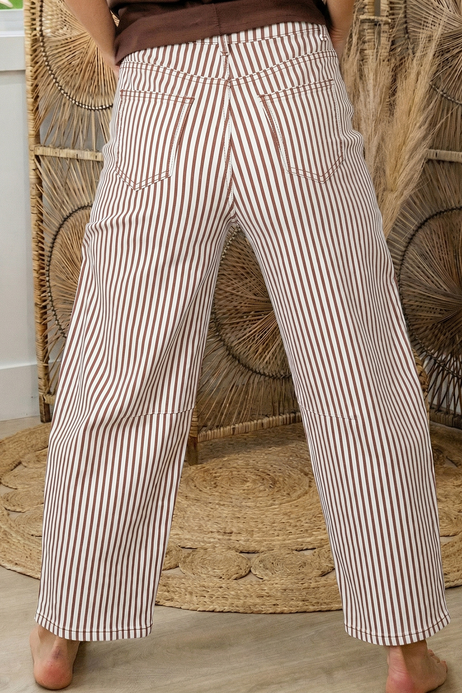 Jean Marrón Rayas Casual Barrel - Image 2
