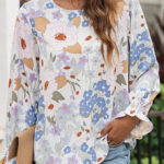 Blusa Blanco Floral Manga Larga
