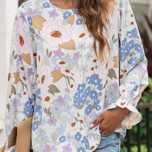 Blusa Blanco Floral Manga Larga