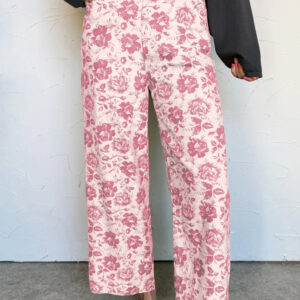 Jean Rosa Vintage Floral Estampado Relajado Pantalón