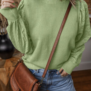 Buzo Verde Neblina Patchwork Cuello Redondo
