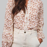 Camisa Amarillo Estampado Floral Manga Abullonada