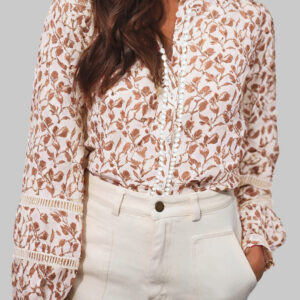 Camisa Amarillo Estampado Floral Manga Abullonada
