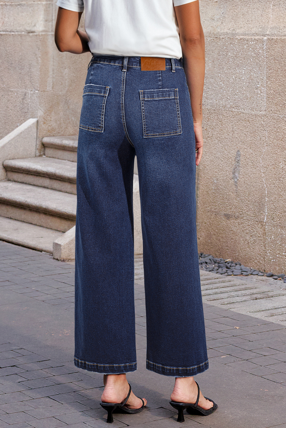 Jean Sail Azul Minimalista Aplicado Bolsillo Relajado - Image 2