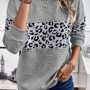 Buzo Gris Patchwork Cuello Redondo