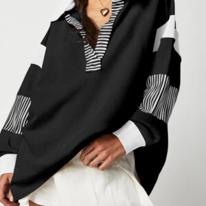 Buzo Negro Patchwork Con Cuello