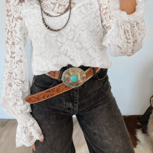 Blusa Blanco Con Volados Cuello Redondo