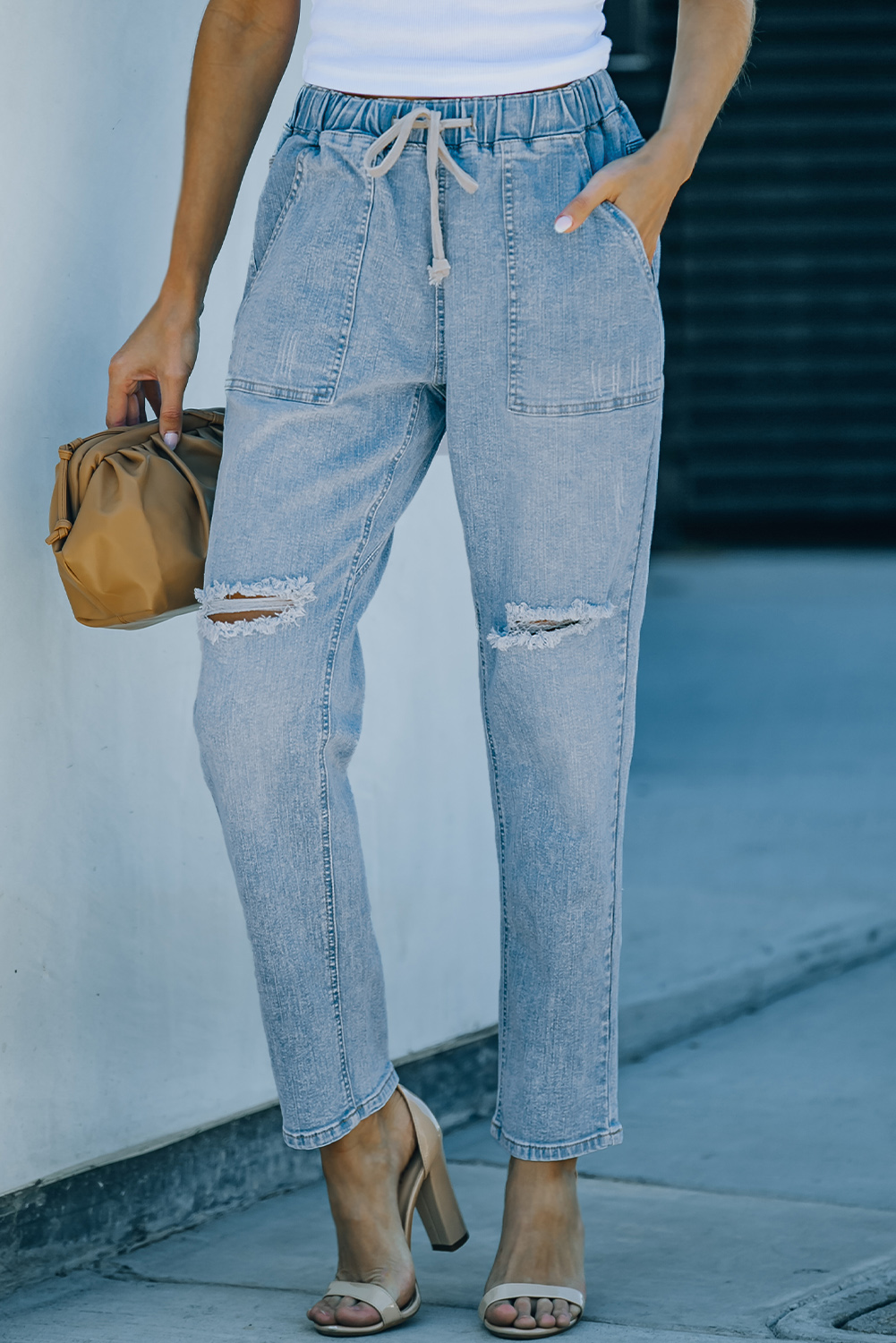 Jean Celeste Desgastado Jogger - Image 4