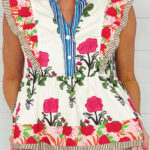 Blusa Rosa A Rayas Manga Volado Cuello con Nudo