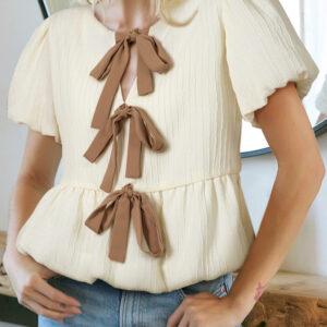 Blusa Blanco Con Textura Manga Corta