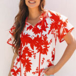 Blusa Rojo Con Volados Escote V