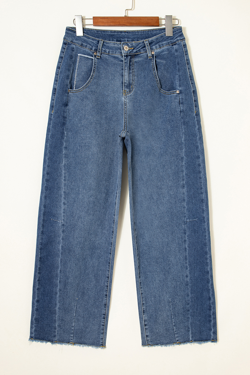 Jean Ashleigh Azul Con Costura Crudo Ruedo Pierna Ancha - Image 3