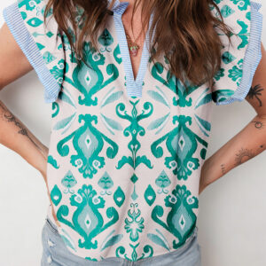Blusa Azul Celeste A Rayas Manga Volado