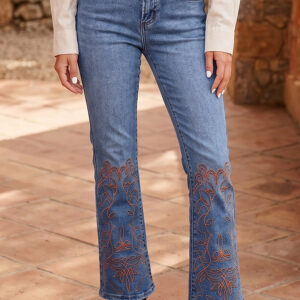 Jean Ashleigh Azul Bordado Pierna Oxford