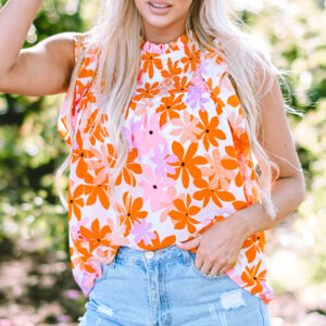 Blusa Naranja Con Volados