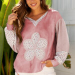 Hoodie Rosa Floral Escote V