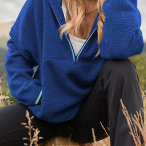 Hoodie Azul Celeste Sherpa Con Cierre