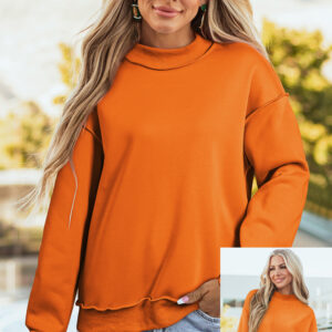 Buzo Naranja Hombro Caído Oversize Cuello Alto