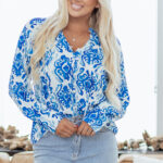 Camisa Azul Celeste Con Botones Manga Abullonada