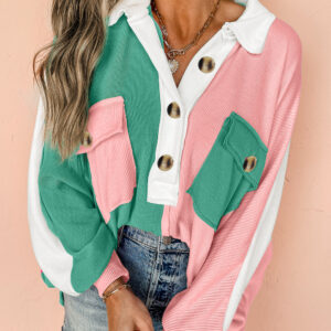 Buzo Rosa Combinado Oversize Con Cuello