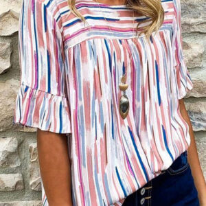 Blusa Blanco A Rayas Manga Corta