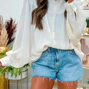 Camisa Blanco Con Botones Suelta