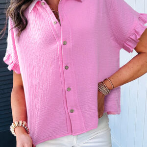 Camisa Rosa Con Volados Manga Corta