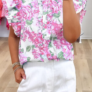Camisa Rosa Con Volados