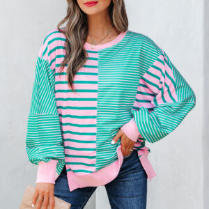 Buzo Verde a Rayas Patchwork Holgado