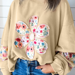 Buzo Caqui Pálido Floral Holgado