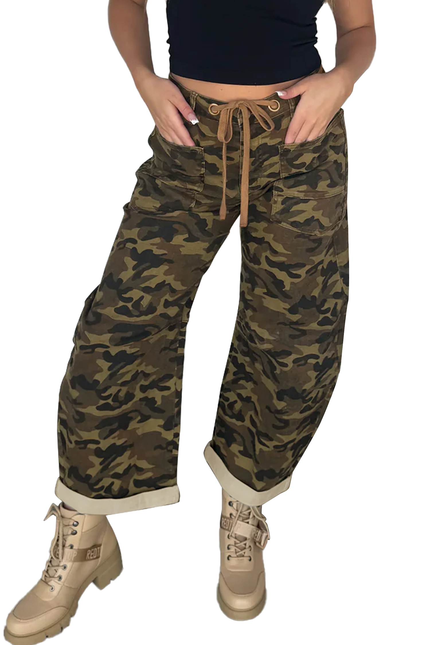 Jean Multicolor Camuflado Estampado Retro Con Ojales Con - Image 6