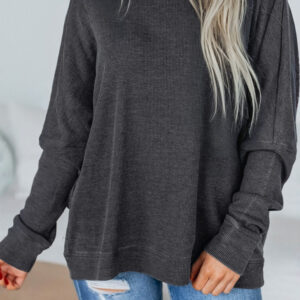 Top Gris Oscuro Tejido Waffle Suelto