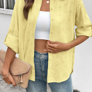 Camisa Amarillo Crema Con Botones Suelta