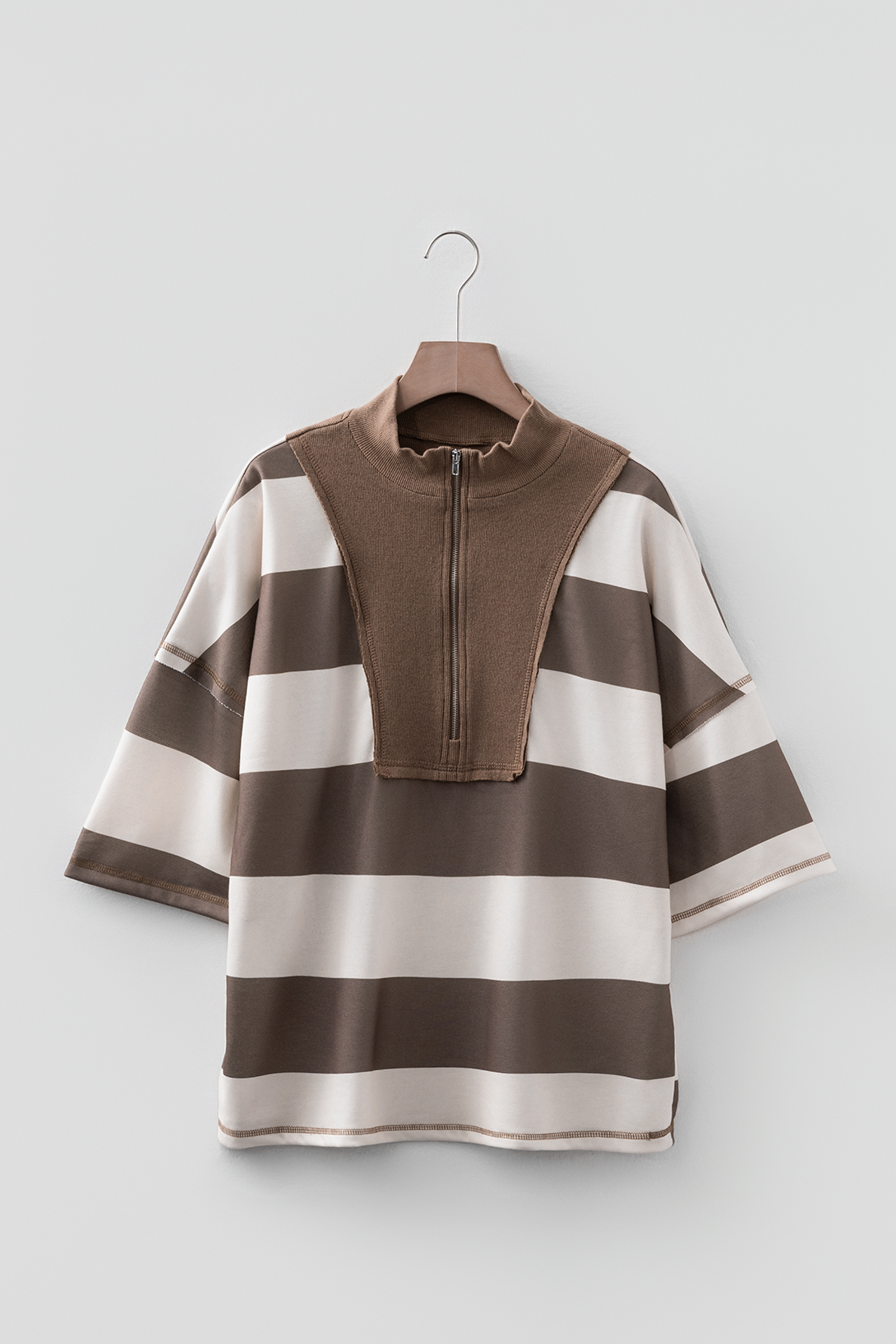 Buzo Marrón Combinado Oversize Con Cierre - Image 3